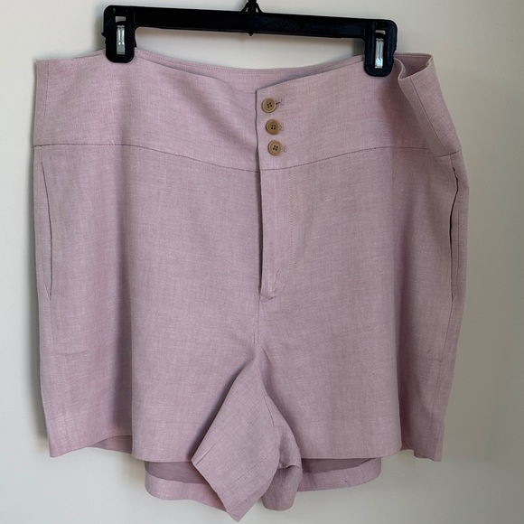 J. Crew Pants - J. Crew Pale Pink Button-Front Linen Shorts, Sz 16